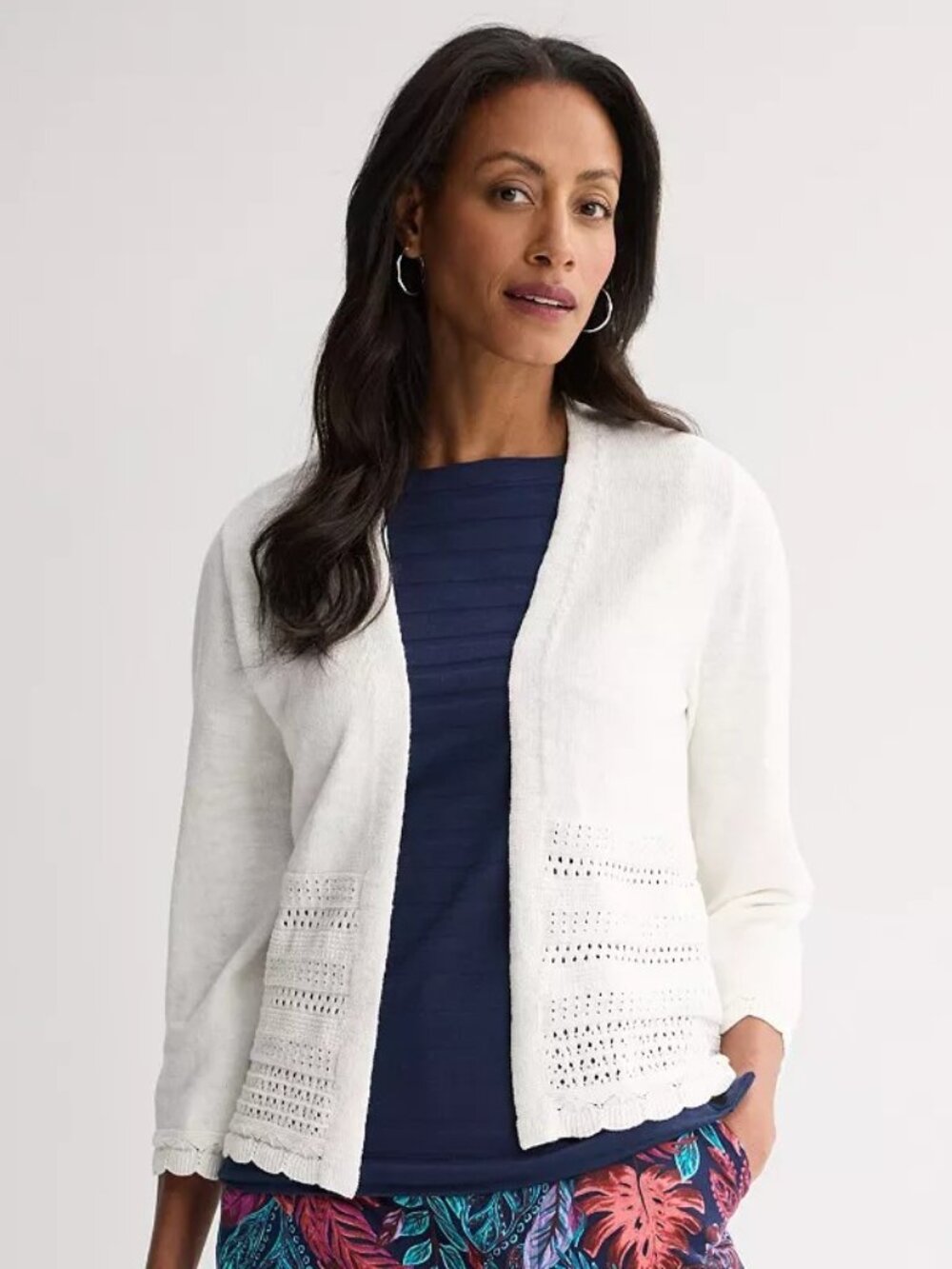 Women's SMALL Croft & Barrow® Placed Pointelle Sweater Cardigan 50% off Retail